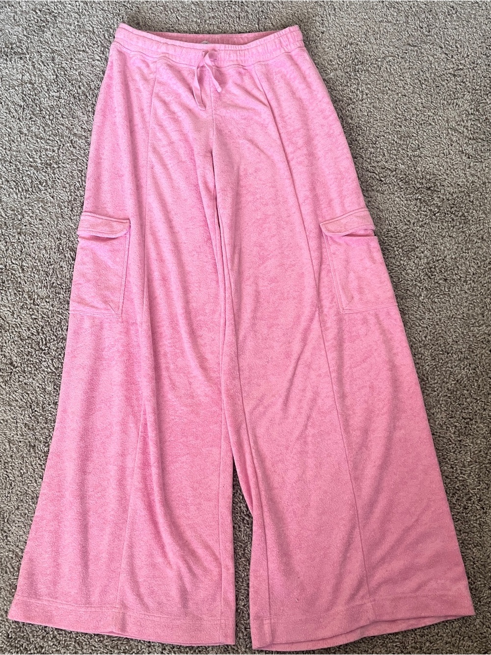 Out From‎ Under Pink Terry Cloth Wide Leg Cargo Lounge Pants Size Small